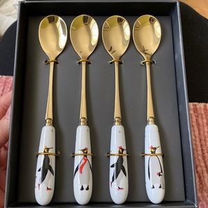 NIB Sara Miller Portmeirion Penguin Dessert Tea Coffee Spoons